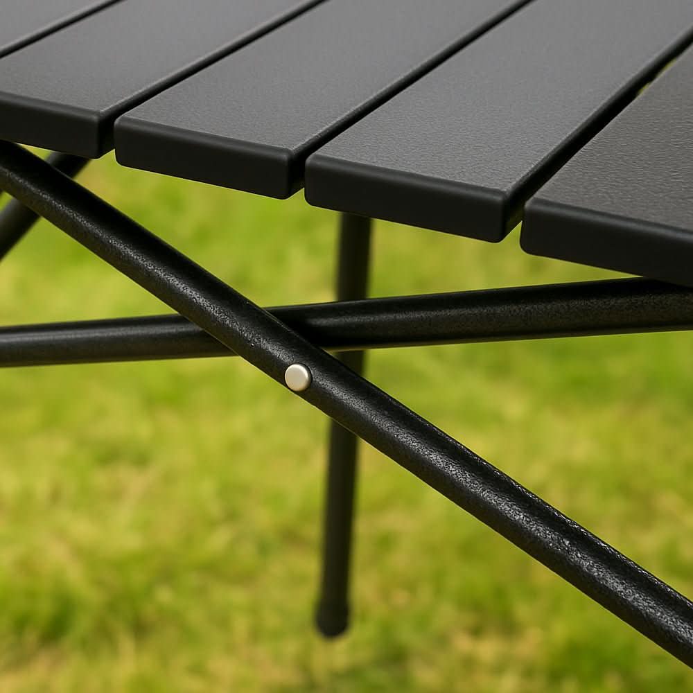 Table de camping pliante - Cadre en X - Surface résistante à la chaleur - Acier au carbone | meowbutter