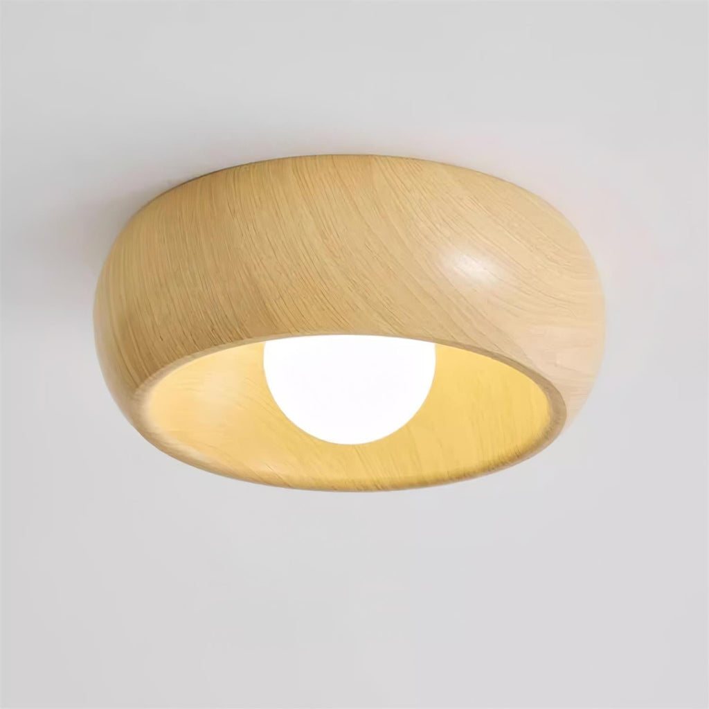 Drewniana lampa sufitowa Albanora — nowoczesna okrągła oprawa LED