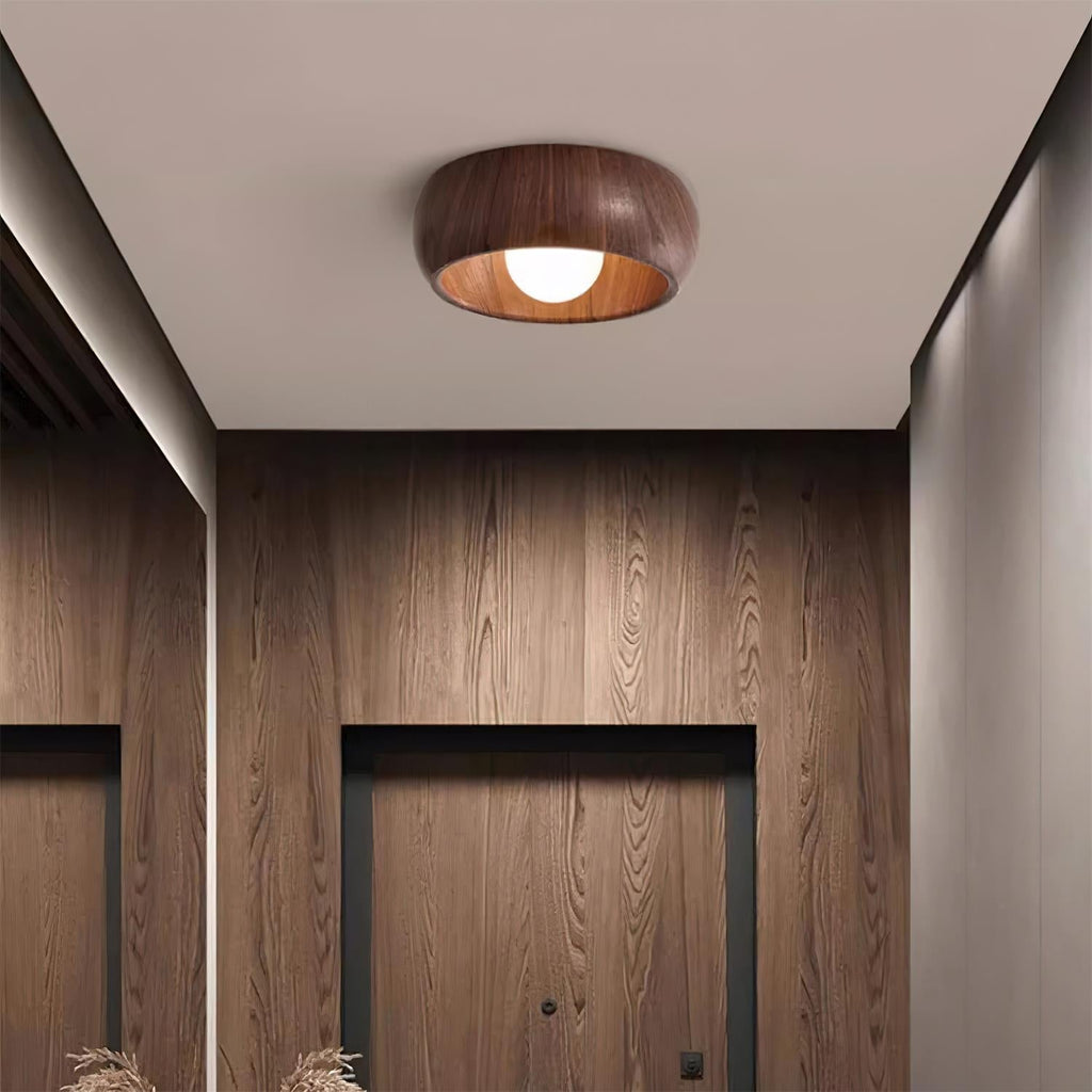 Drewniana lampa sufitowa Albanora — nowoczesna okrągła oprawa LED