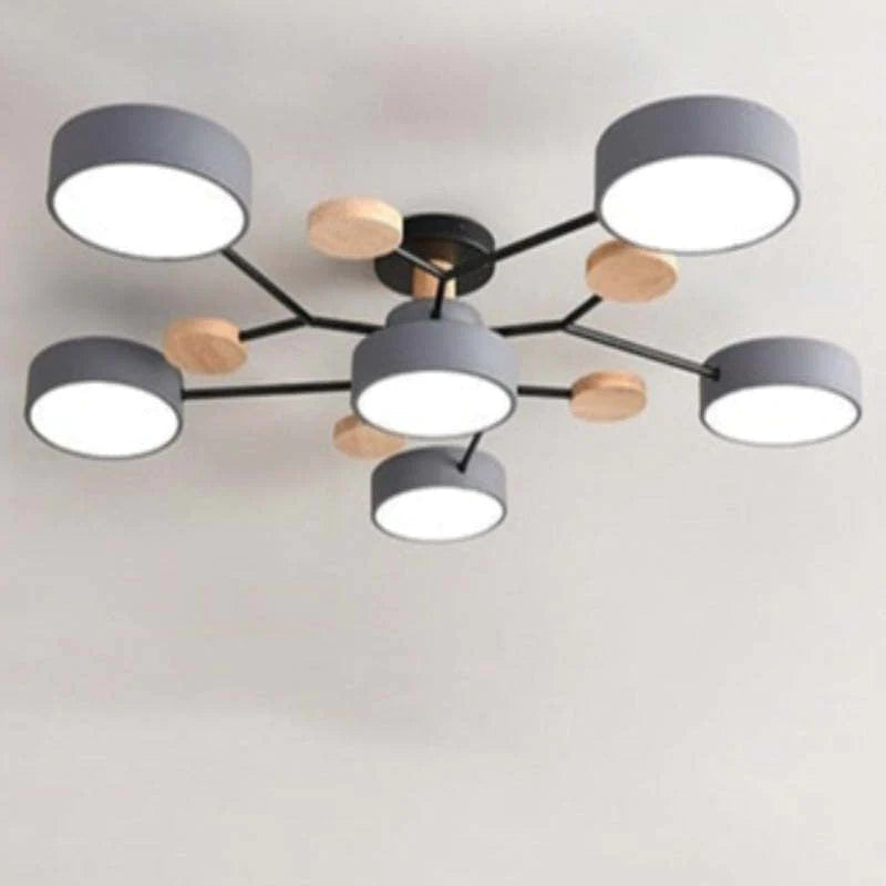 Branch Shaped Pendant Light In Acrylic Wood And Metal Nordic Modern Style