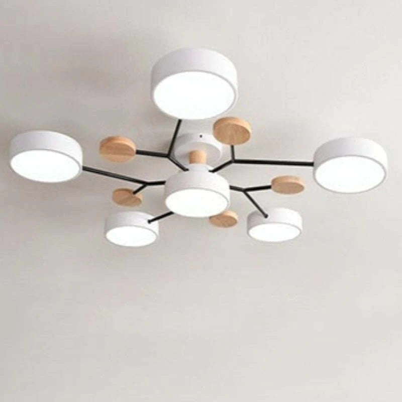 Branch Shaped Pendant Light In Acrylic Wood And Metal Nordic Modern Style