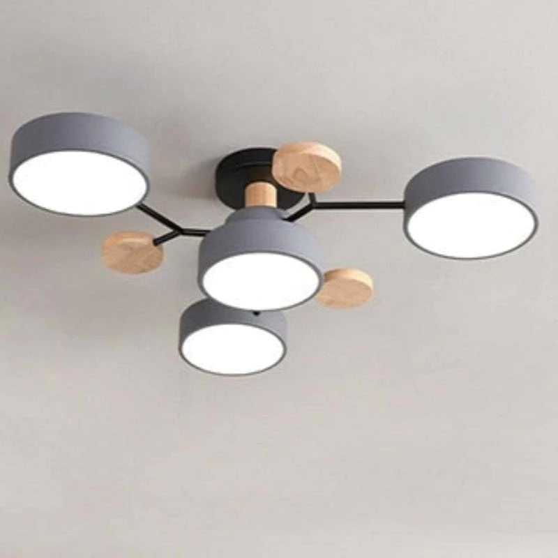 Branch Shaped Pendant Light In Acrylic Wood And Metal Nordic Modern Style
