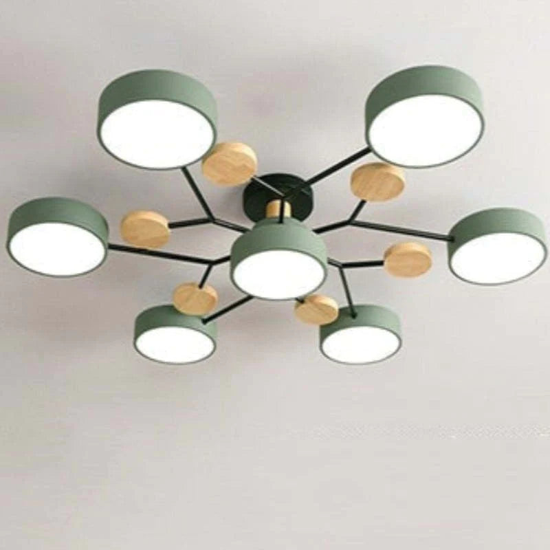 Branch Shaped Pendant Light In Acrylic Wood And Metal Nordic Modern Style