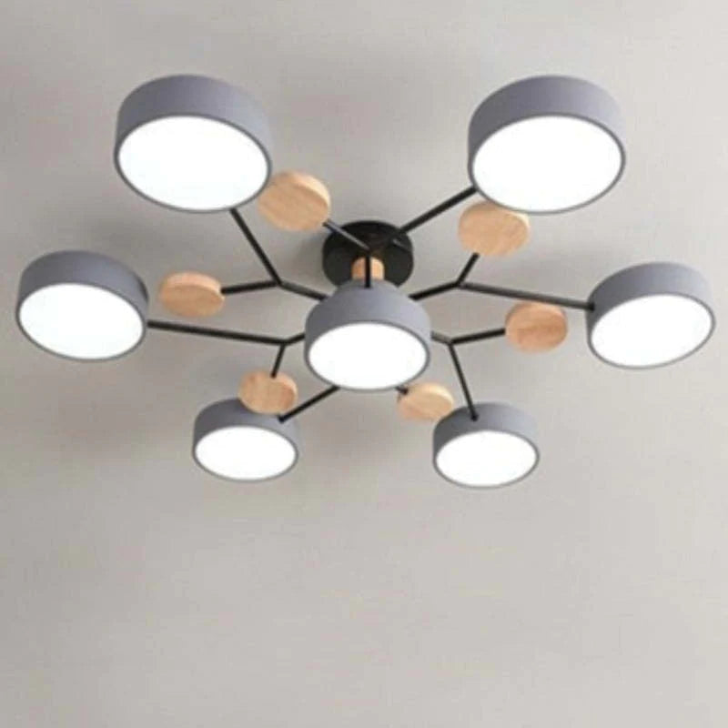 Branch Shaped Pendant Light In Acrylic Wood And Metal Nordic Modern Style