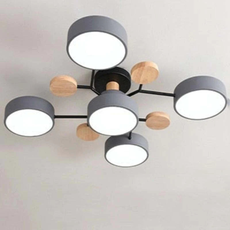 Branch Shaped Pendant Light In Acrylic Wood And Metal Nordic Modern Style