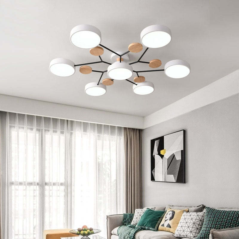 Branch Shaped Pendant Light In Acrylic Wood And Metal Nordic Modern Style