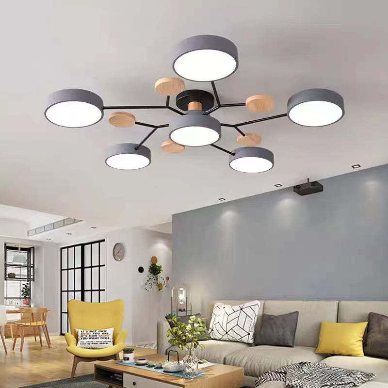 Branch Shaped Pendant Light In Acrylic Wood And Metal Nordic Modern Style