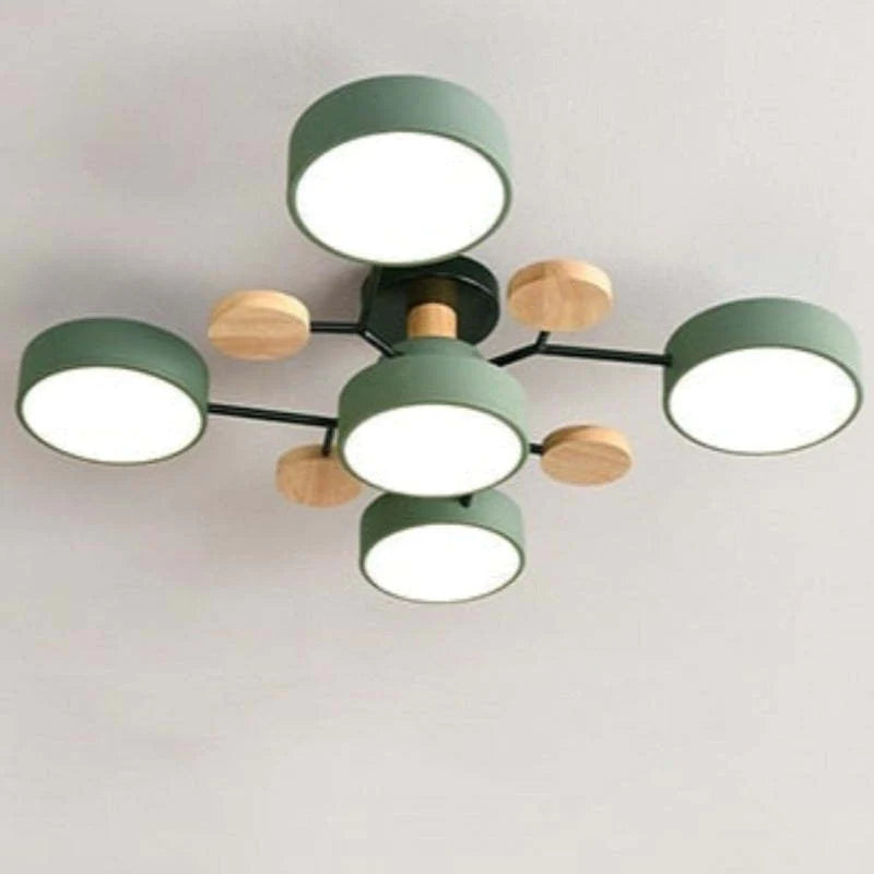 Branch Shaped Pendant Light In Acrylic Wood And Metal Nordic Modern Style
