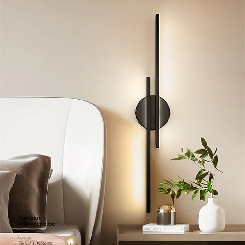 Nordic Metal Wall Lamp With Linear LED And Disk Accent For Modern Interiors