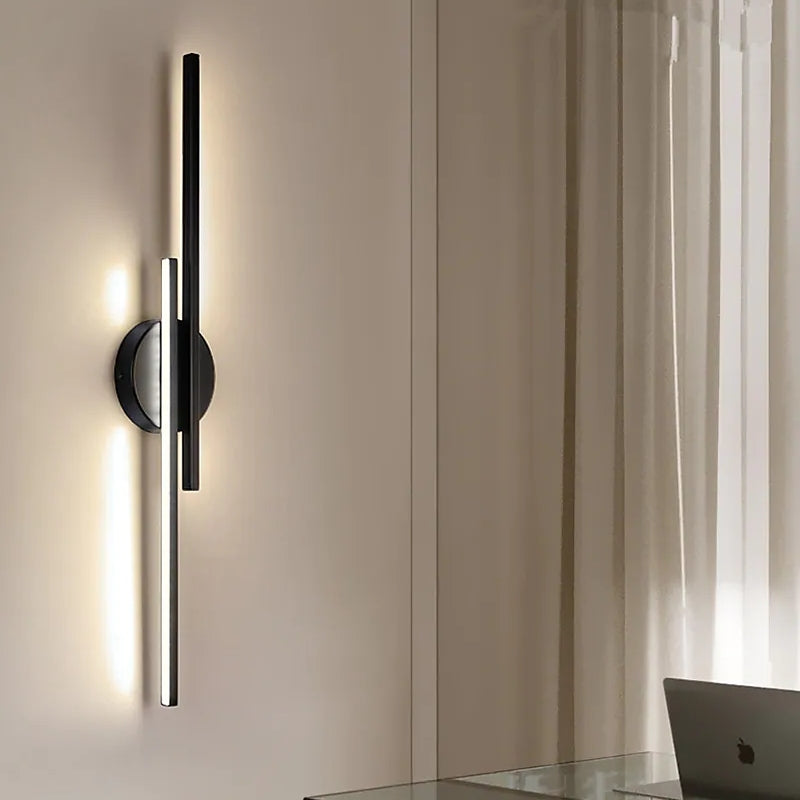 Nordic Metal Wall Lamp With Linear LED And Disk Accent For Modern Interiors