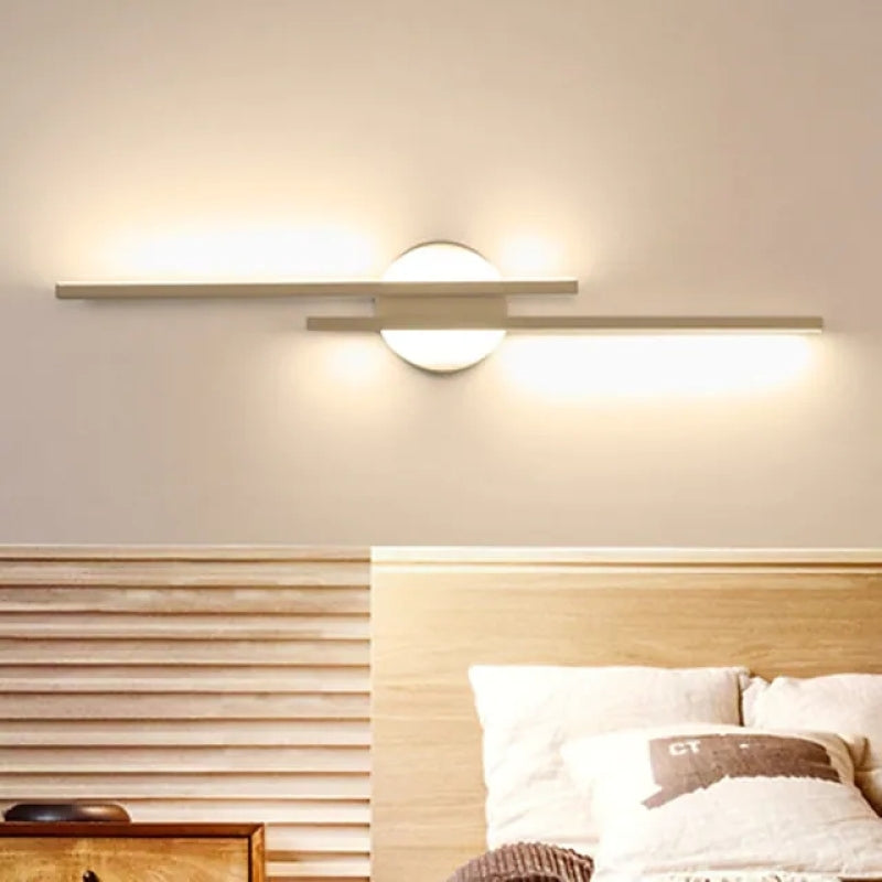 Nordic Metal Wall Lamp With Linear LED And Disk Accent For Modern Interiors