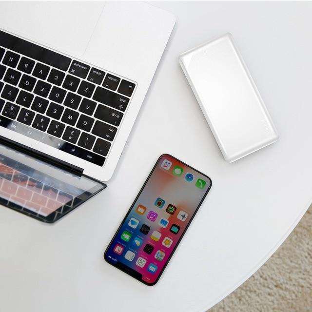 Bateria portátil ultrafina de 10000 mAh — USB duplo, indicadores LED