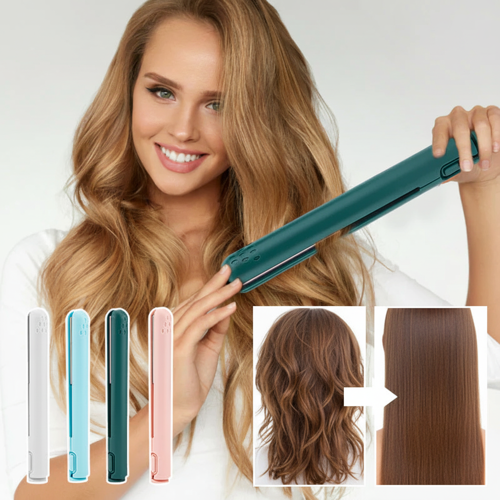Keramický bezdrátový styler na vlasy — mini žehlička a kulma