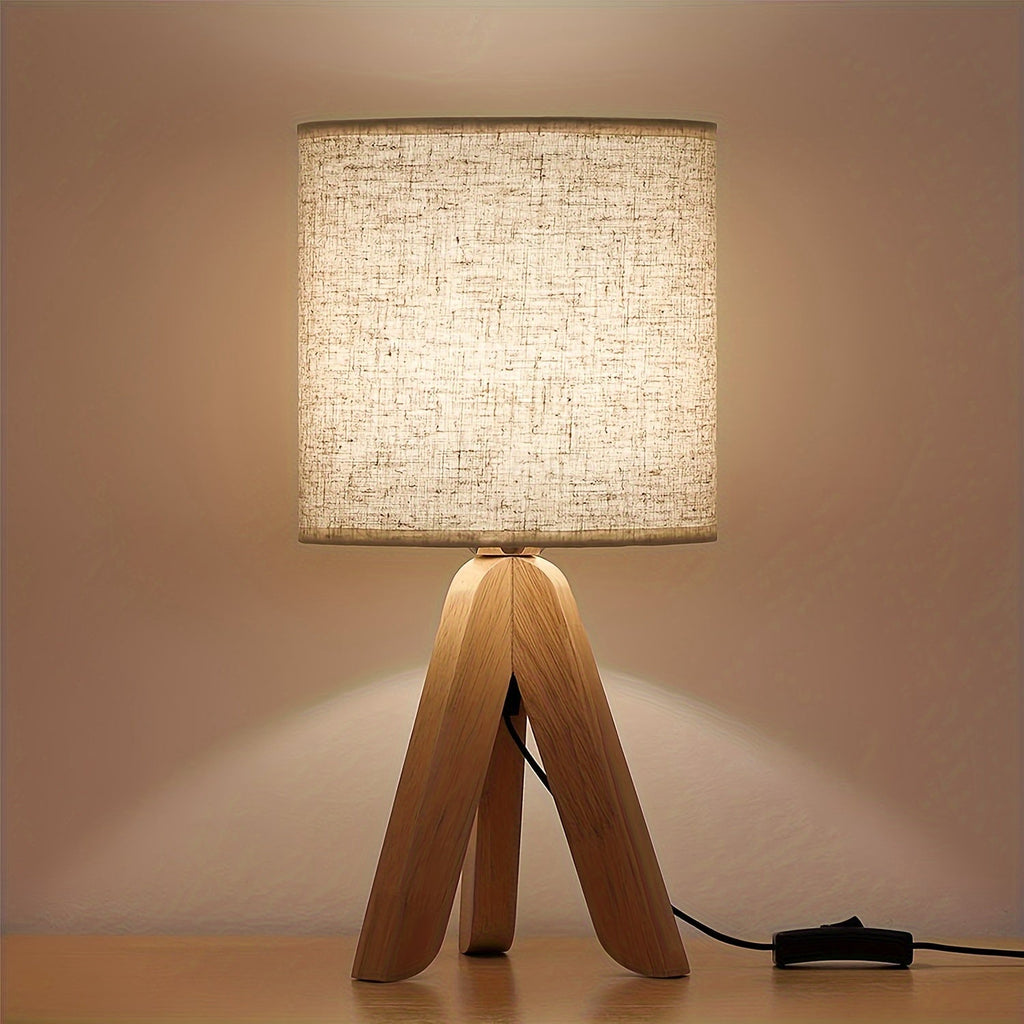 Nordic Wooden Tripod Table Lamp | Fabric Shade | Meowbutter