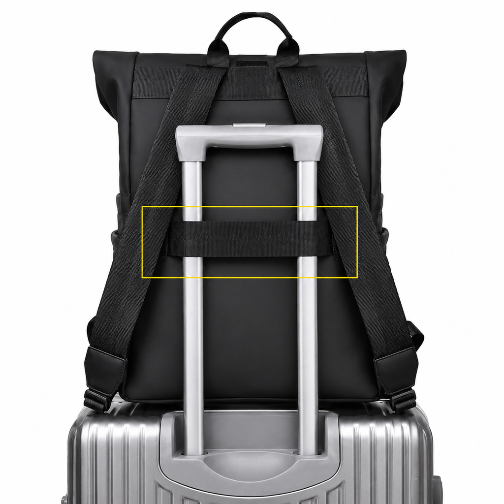 Zaino da viaggio impermeabile - Porta di ricarica USB - Scomparto per laptop - Nero, grigio e verde | meowbutter