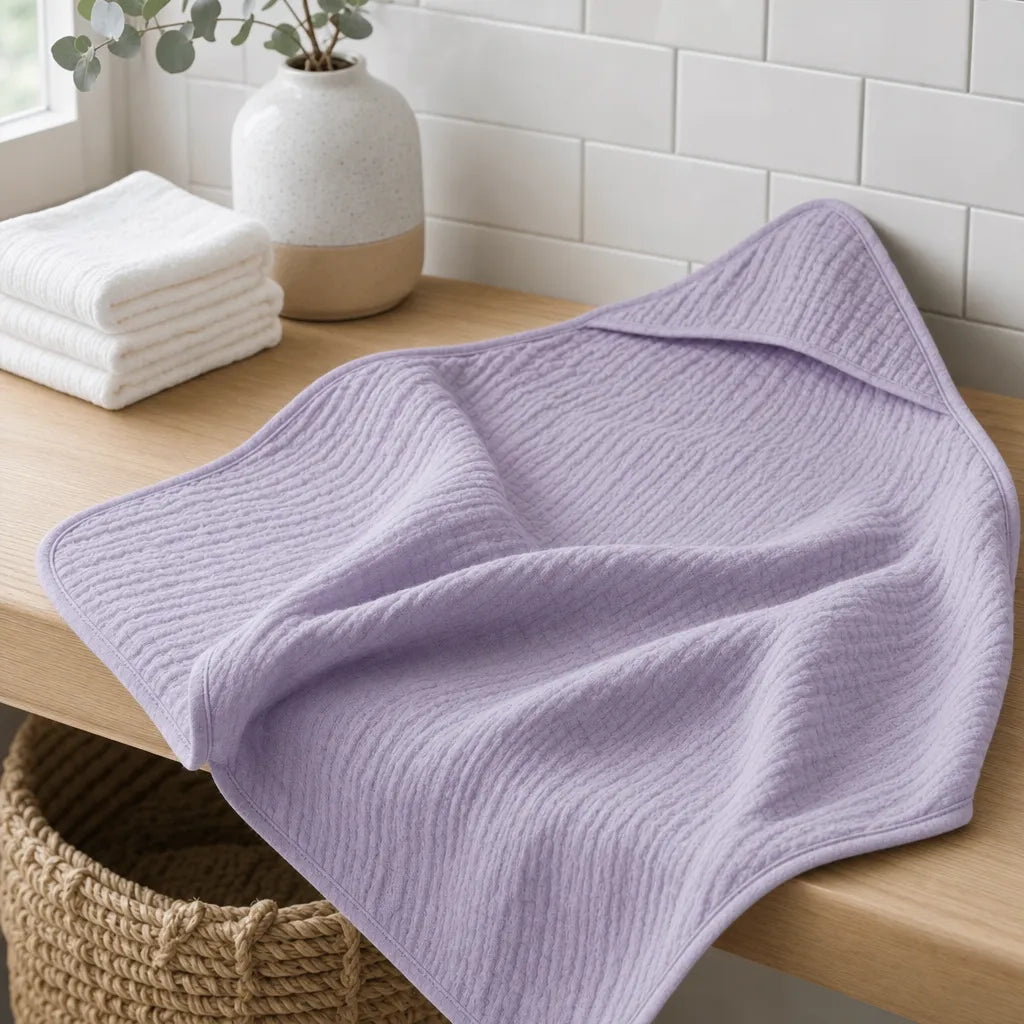 The Fleece Company hætteklæde i muslin til baby til badetid