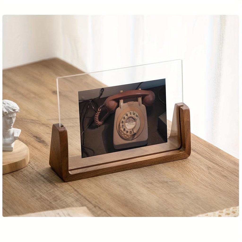 U-Shaped Acrylic & Wood Photo Frame | Modern Minimalist Display | Meowbutter