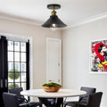 Industrial Black Semi Flush Mount Ceiling Light | Vintage Metal Pendant Fixture | Meowbutter