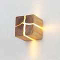 WoodAura Solid Wood Wall Light — Hand-Carved Frame, Embedded Resin Inlay