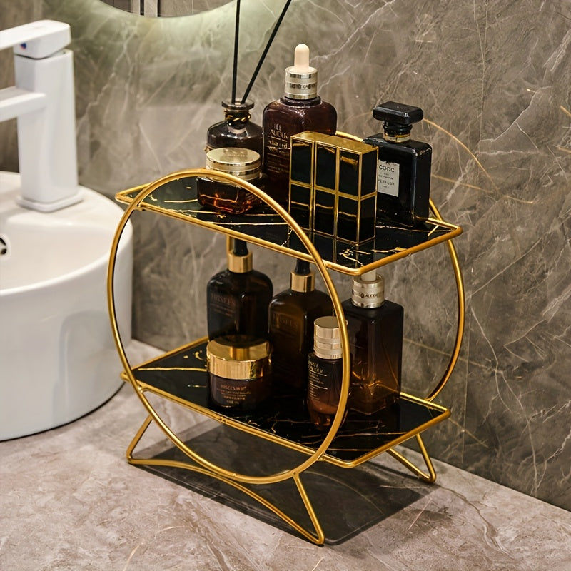 Organizer da bagno a due livelli con base a forma di orecchie di gatto | Elegante scaffale in metallo per cosmetici e prodotti per la cura della pelle | Meowbutter