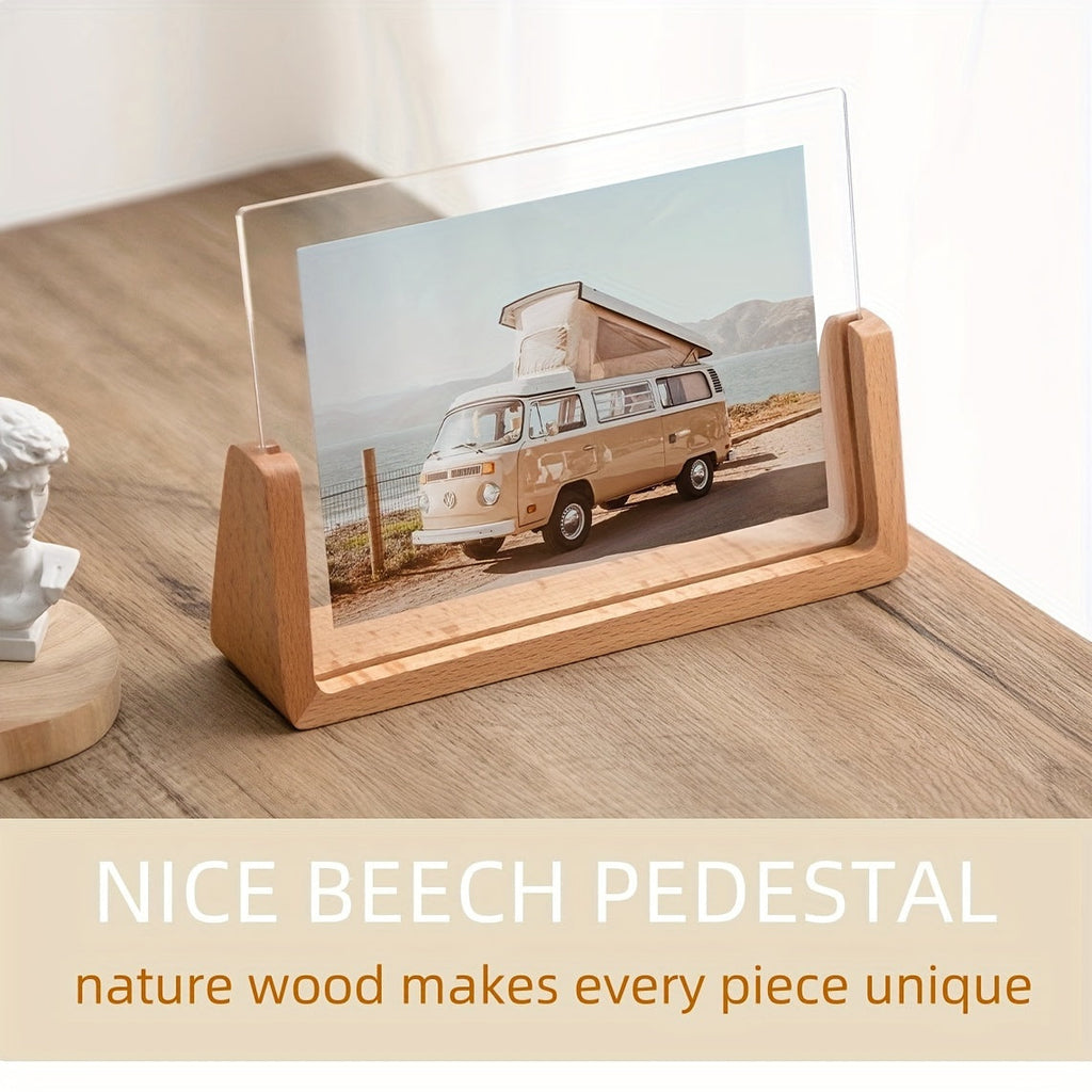 U-Shaped Acrylic & Wood Photo Frame | Modern Minimalist Display | Meowbutter