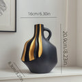 Modern Ceramic Vase | Black & White with Gold Accents – Luxury Tabletop & Mantelpiece Decoration | Meowbutter