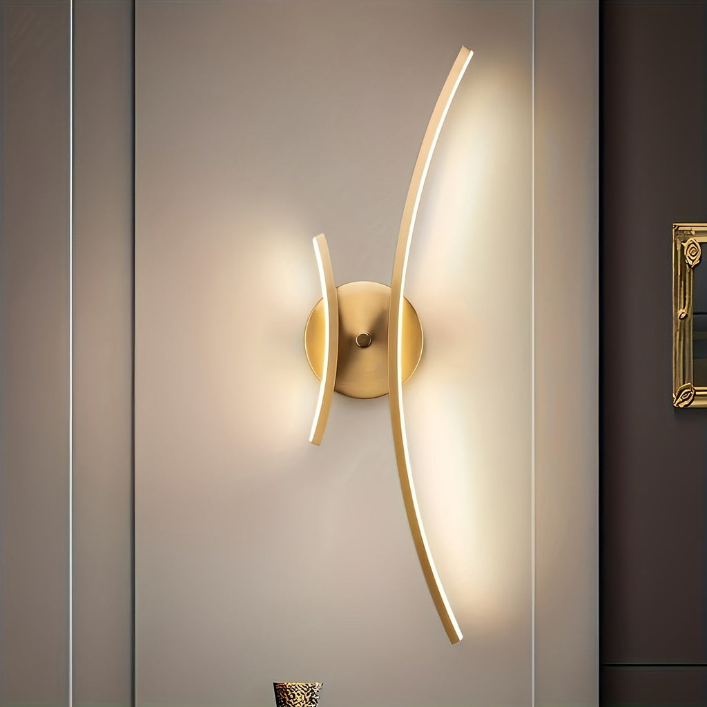 Smal linjär LED-vägglampa - böjd metalldesign, integrerad ljusenhet