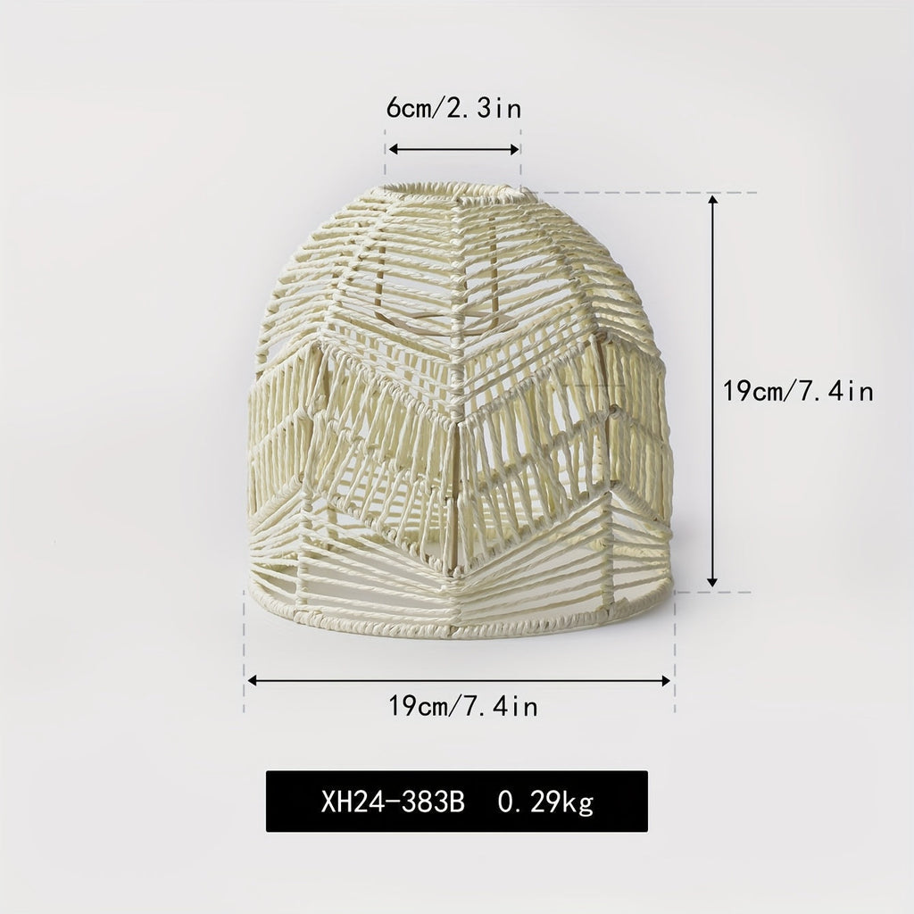 Handvävd pendellampa i rep - kupolformad skärm i naturlig pappersfiber