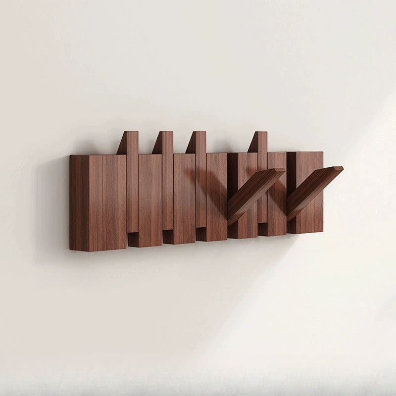 Six Unit Wooden Wall Hooks — Piano Key Fold Out Rack