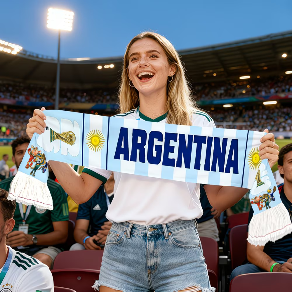 Szalik kibica reprezentacji Argentyny w piłkę nożną — lekka konstrukcja, żywe barwy drużyny