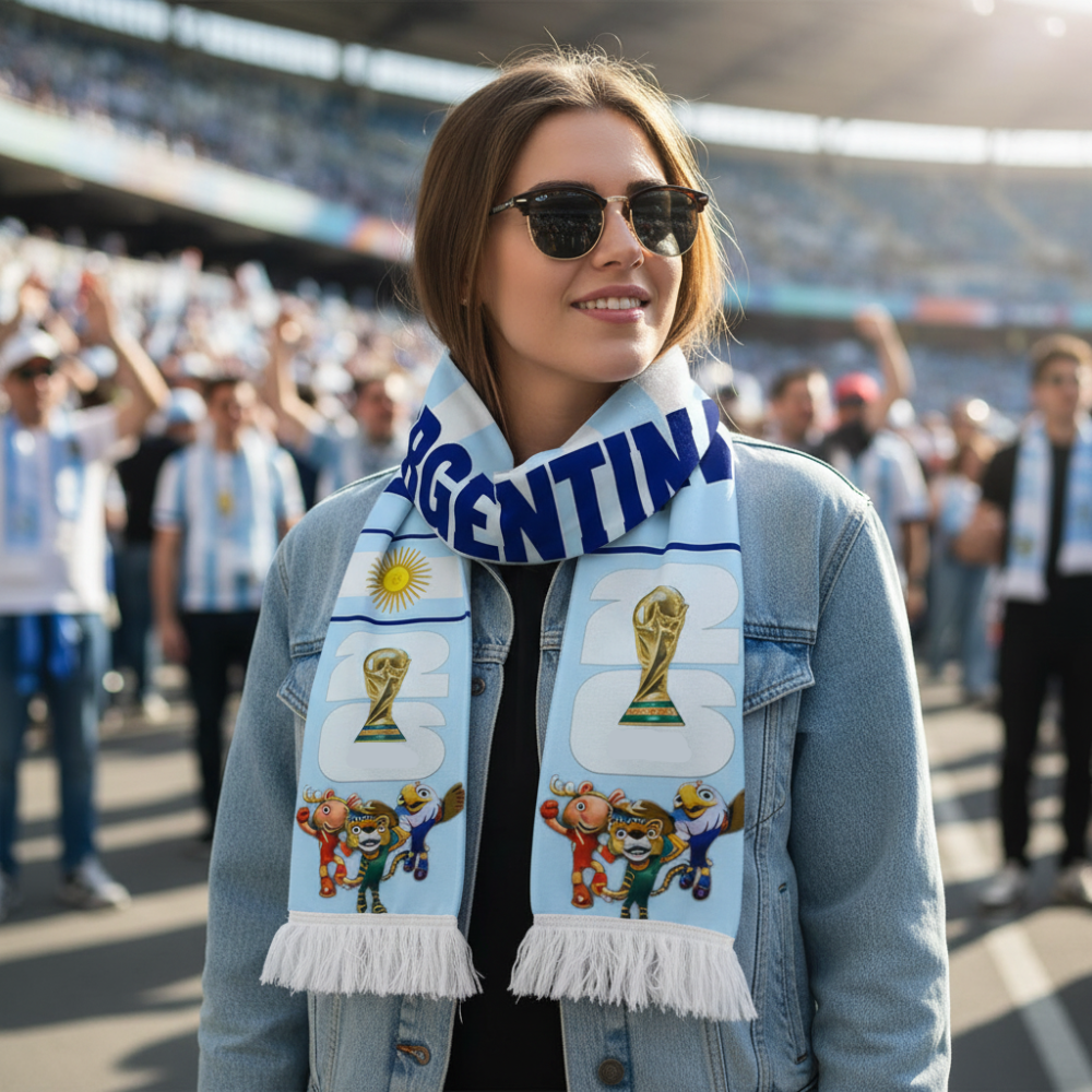 Szalik kibica reprezentacji Argentyny w piłkę nożną — lekka konstrukcja, żywe barwy drużyny