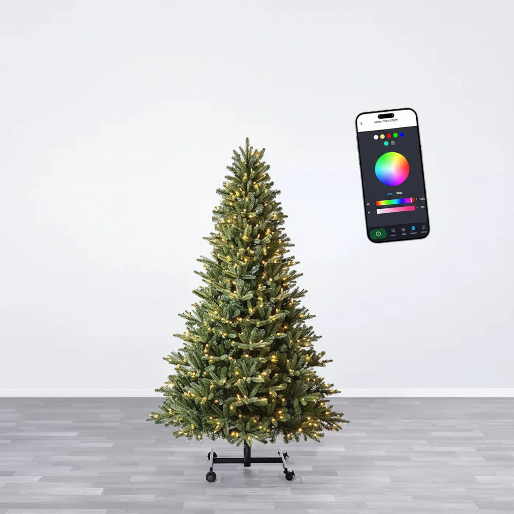 Fully Decorated Artificial Tree — Pre-Lit Christmas Lights, Fold-Flat Frame