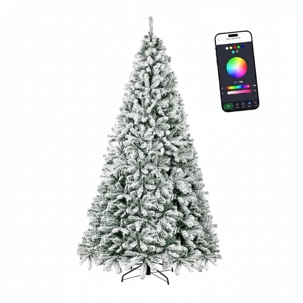 Fully Decorated Artificial Tree — Pre-Lit Christmas Lights, Fold-Flat Frame