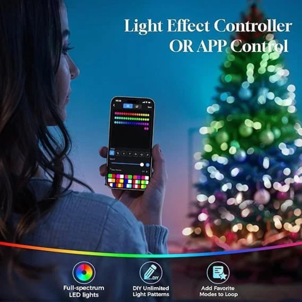 Fully Decorated Artificial Tree — Pre-Lit Christmas Lights, Fold-Flat Frame