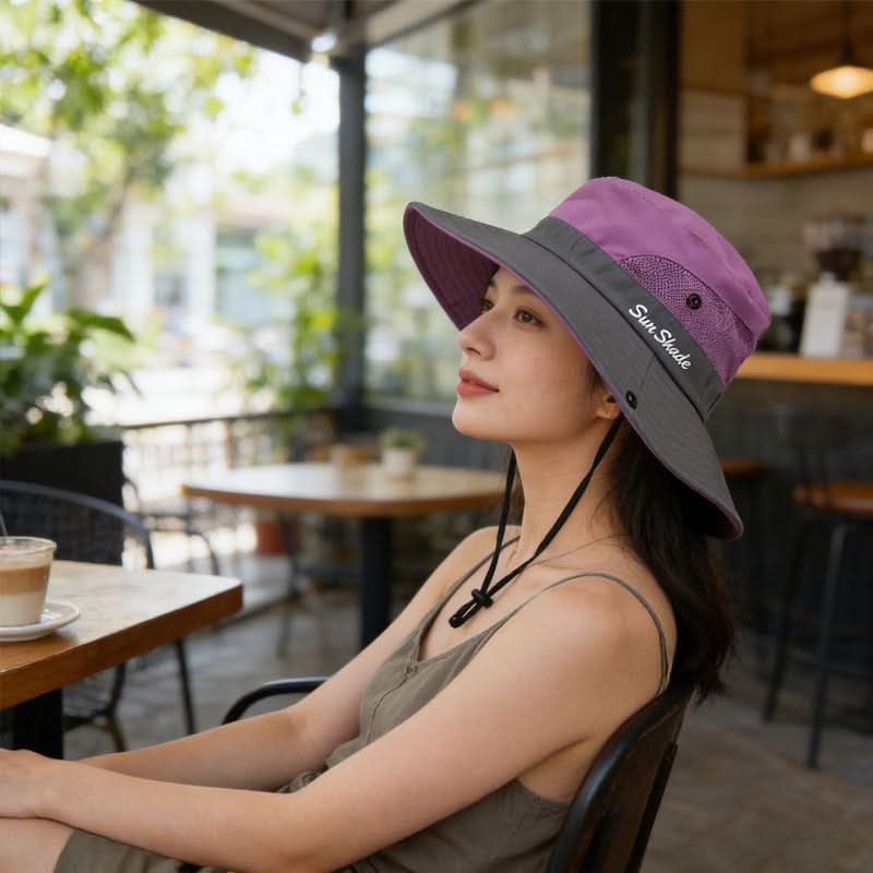 Cappello da esterno a tesa larga con design in rete traspirante | meowbutter