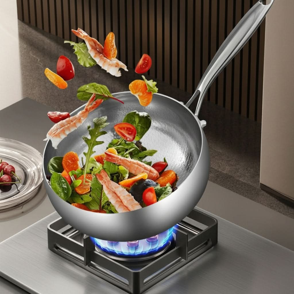 Hammered Deep Skillet for Induction & Gas Stoves | meowbutter