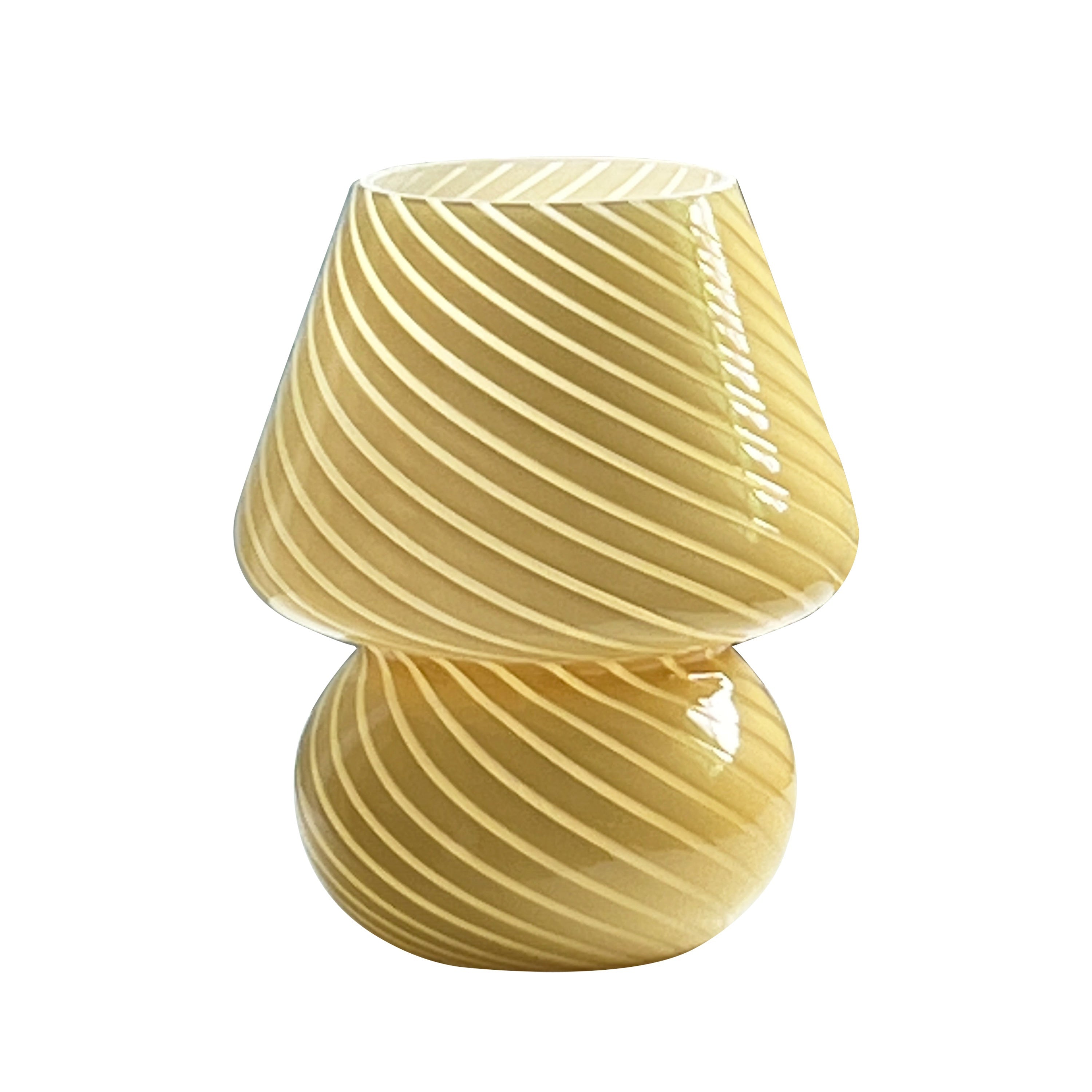 مصباح طاولة زجاجي بتصميم مورانو — تصميم مستوحى من الفطر مع إمكانية تعتيم عبر USB