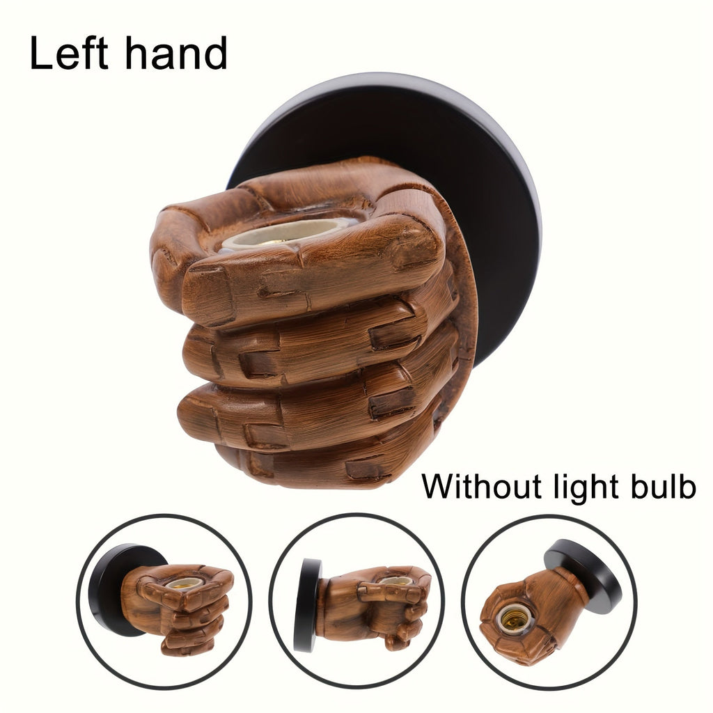 Industrial Resin Hand-Shaped Wall Light — E26 Base & Palm Sculpture