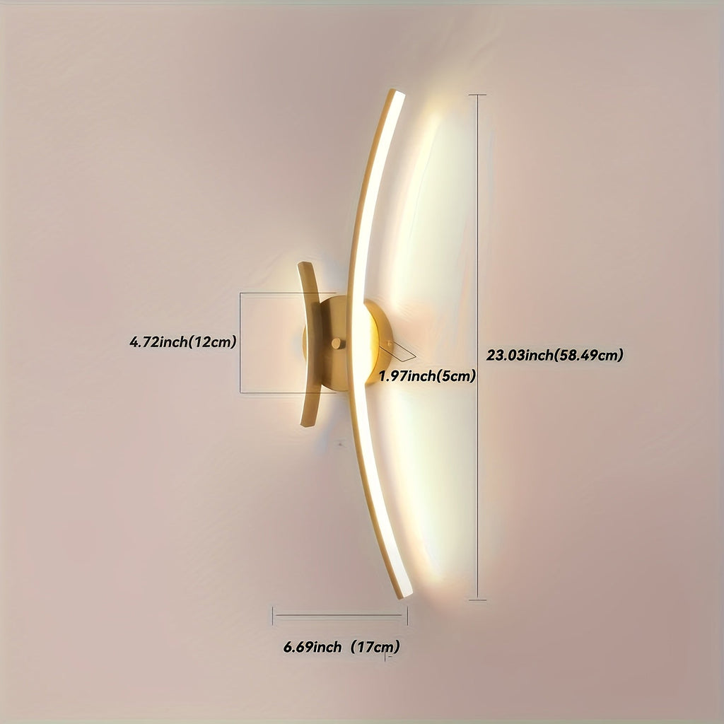 Smal linjär LED-vägglampa - böjd metalldesign, integrerad ljusenhet