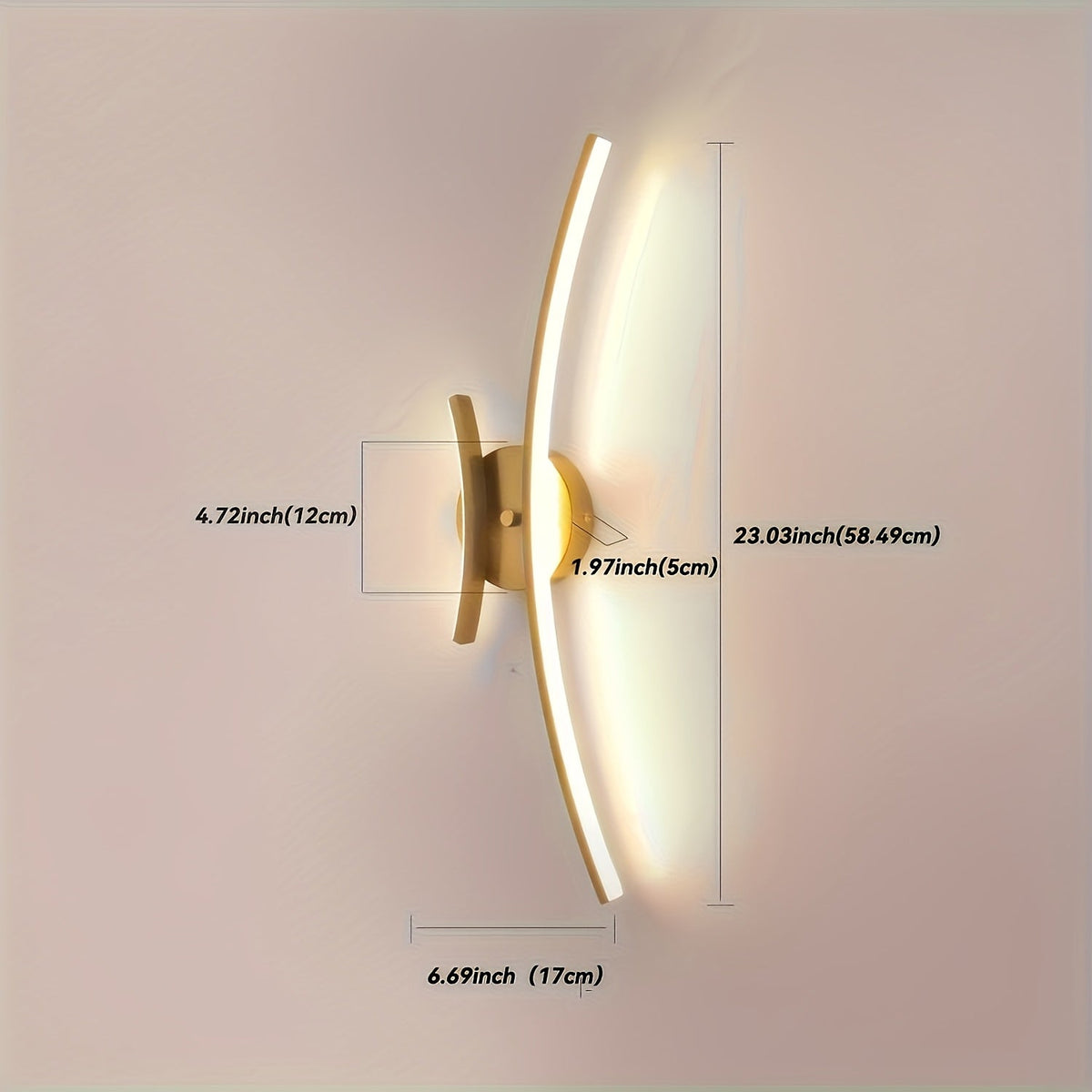 Smal linjär LED-vägglampa - böjd metalldesign, integrerad ljusenhet