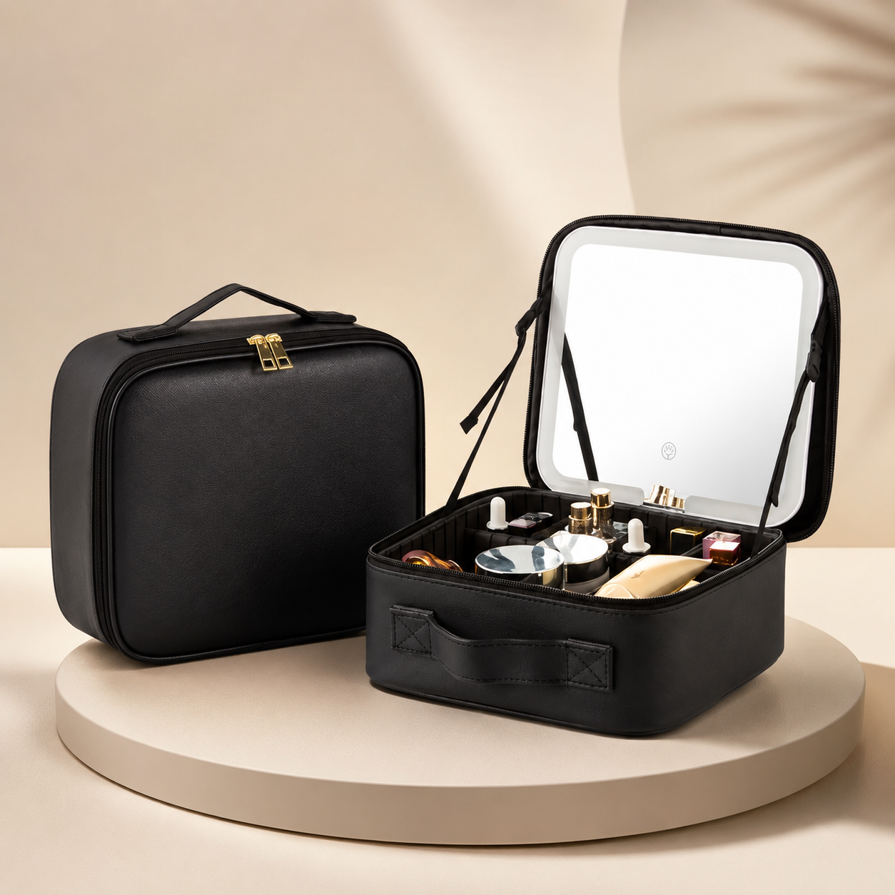 Makeup-etui Rejse Kosmetik Organizer Mors Dag LED-spejl Box | Meowbutter