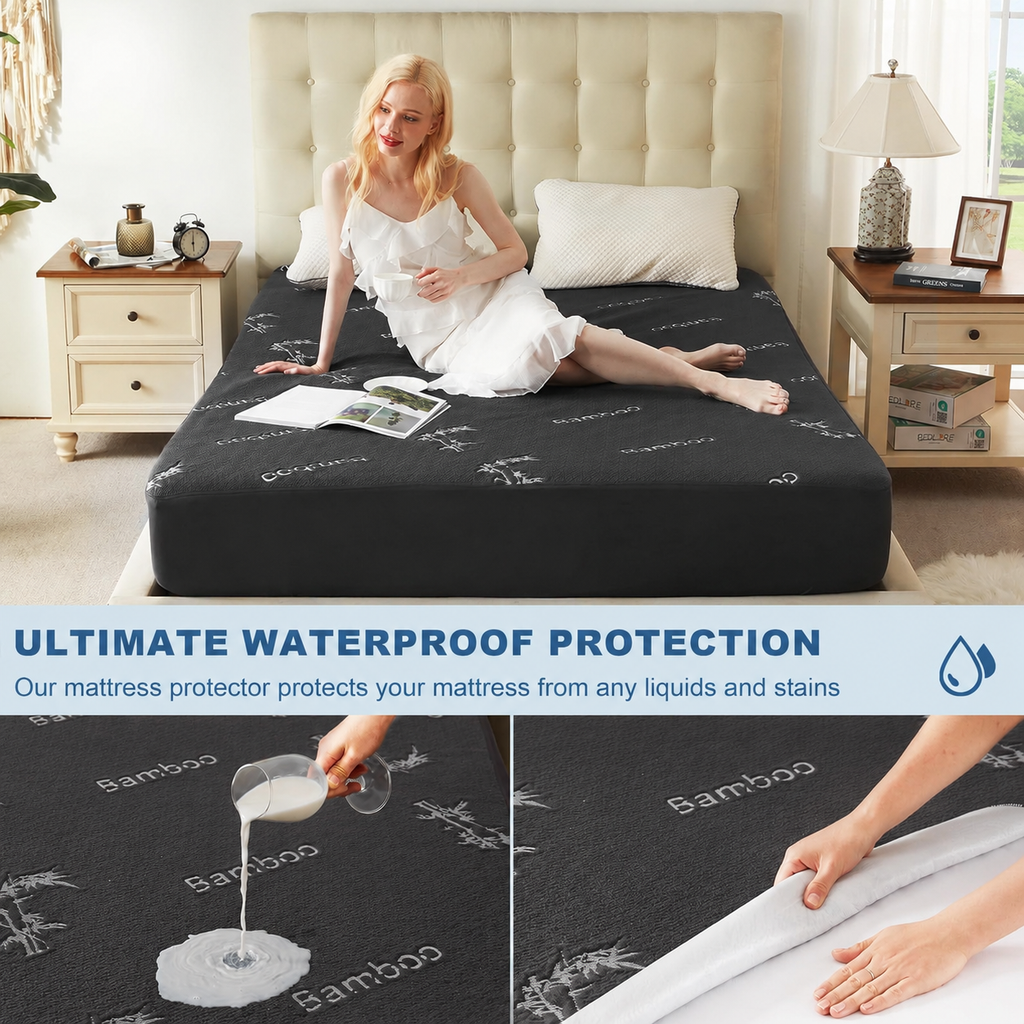Protège-matelas imperméable en viscose de bambou EcoGuard — Surface rafraîchissante et favorisant la circulation de l'air