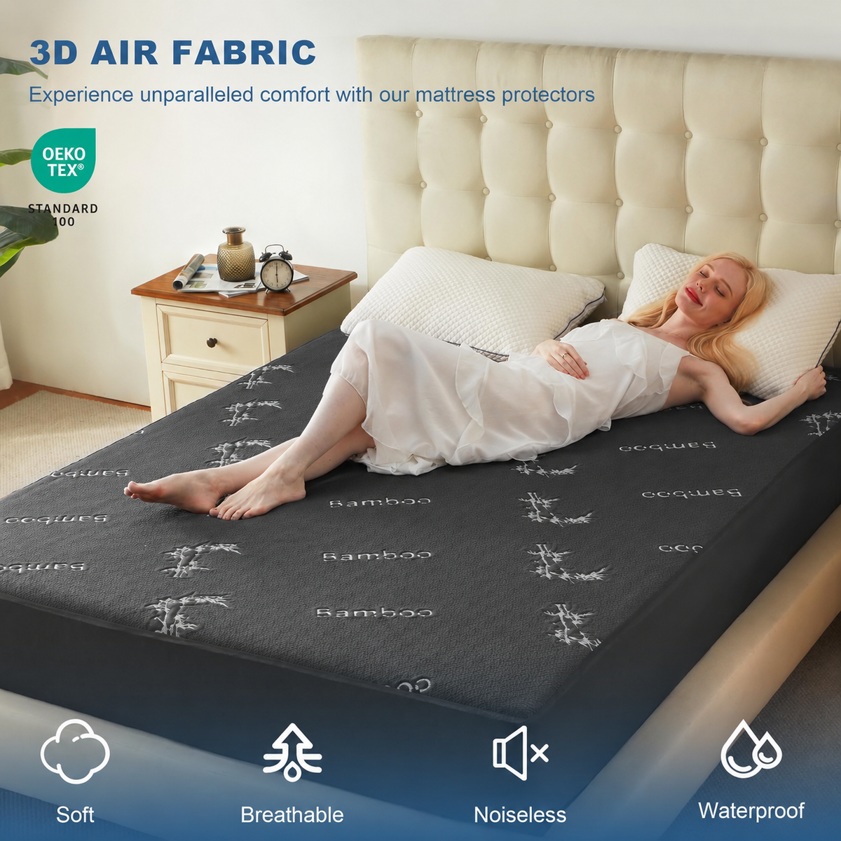 Protège-matelas imperméable en viscose de bambou EcoGuard — Surface rafraîchissante et favorisant la circulation de l'air