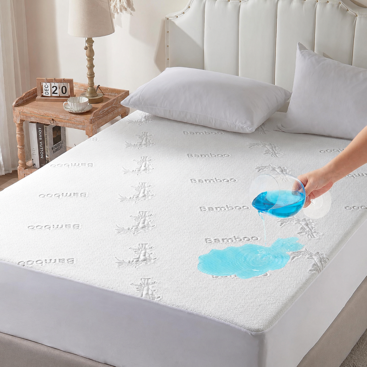 Protège-matelas imperméable en viscose de bambou EcoGuard — Surface rafraîchissante et favorisant la circulation de l'air