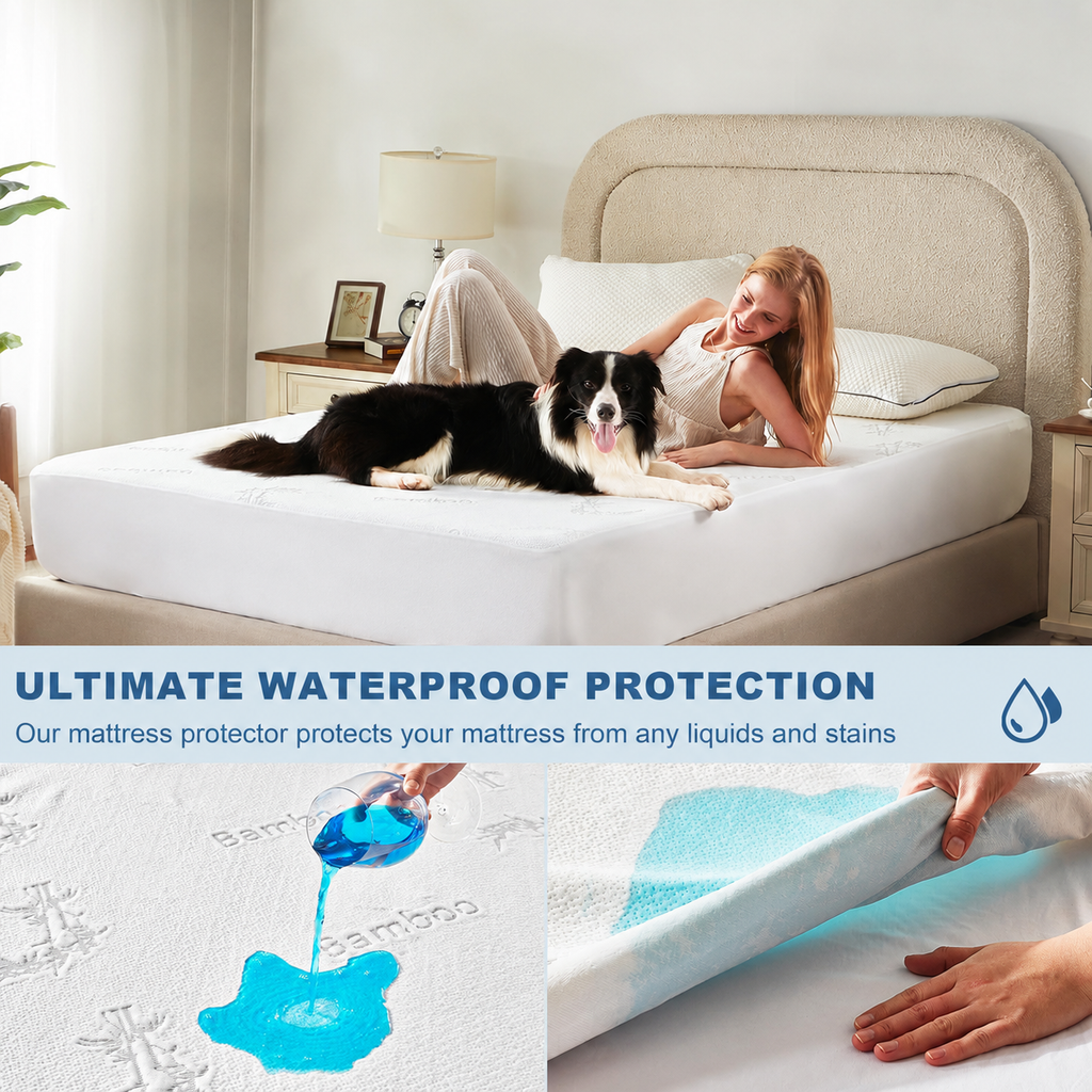 Protège-matelas imperméable en viscose de bambou EcoGuard — Surface rafraîchissante et favorisant la circulation de l'air