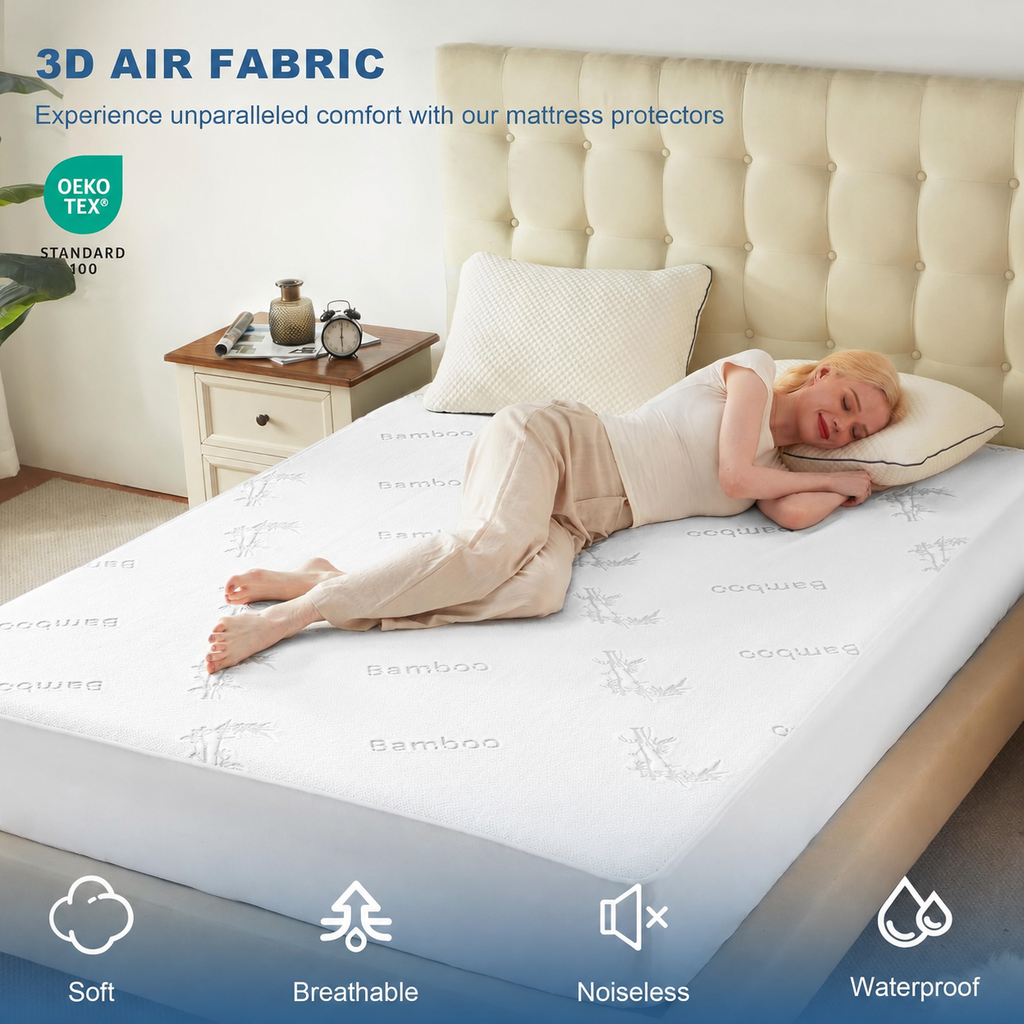 Protège-matelas imperméable en viscose de bambou EcoGuard — Surface rafraîchissante et favorisant la circulation de l'air