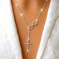 Vintage Silver Cross Necklace — Zinc Alloy Pendant, 3.5 x 2 cm, 50 cm Chain