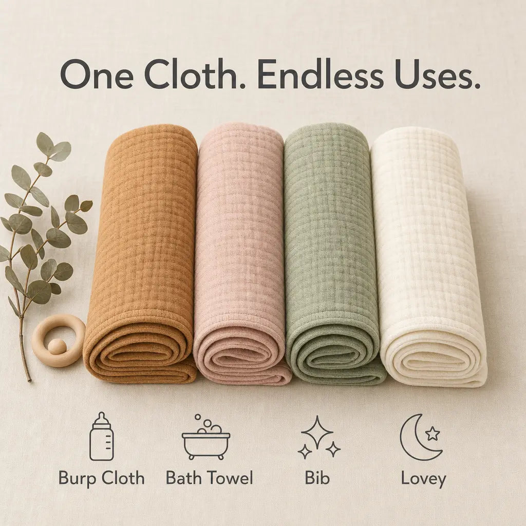 Burp Cloths Crafted From Muslin For Newborn Baby Care Essentials Pack