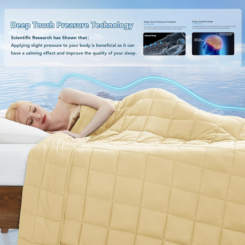 Pătură ponderată Cozy Comfort — țesătură din microfibră răcoritoare, umplutură cu reglare termică