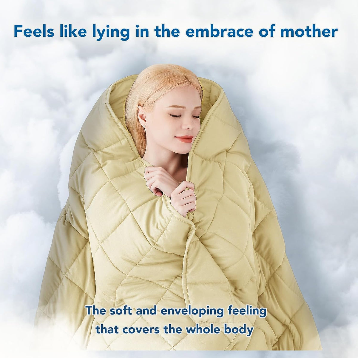 Pătură ponderată Cozy Comfort — țesătură din microfibră răcoritoare, umplutură cu reglare termică
